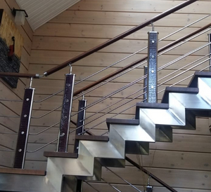 Какие материалы сочетаются с металлическими лестницами
